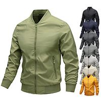 autumn men's bomber jacets long sleeve baseball jackets windbreaker overcoat youth trim casual outwear black xl Lightinthebox - thumbnail
