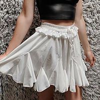Women's Homecoming Date Streetwear Sophisticated Skirts Solid Colored See Through Ruched White Black Purple miniinthebox - thumbnail
