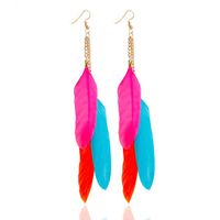 Trendy Tassel Earrings Colorful Feather Long Earrings