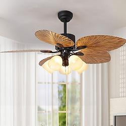 Farmhouse Ceiling Fan With Light And Remote Control 108/130cm Industrial Style Metal Glass Rustic Brown Ceiling Fan With Reversible Motor 110-240V Lightinthebox