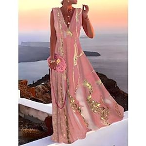 Women's Prom Dress Party Dress Wedding Guest Dress Long Dress Maxi Dress Light Pink Black Pink Sleeveless Ombre Ruched Summer Spring Fall Deep V Fashion Evening Party Wedding Guest Vacation 2023 S M Lightinthebox