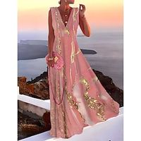 Women's Prom Dress Party Dress Wedding Guest Dress Long Dress Maxi Dress Light Pink Black Pink Sleeveless Ombre Ruched Summer Spring Fall Deep V Fashion Evening Party Wedding Guest Vacation 2023 S M Lightinthebox - thumbnail