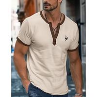 Men's T shirt Tee Henley Casual Daily Short Sleeve Clothing Apparel Fashion Lightinthebox