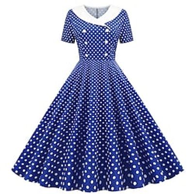 Audrey Hepburn 1950s Vacation Dress Cocktail Dress Vintage Dress Dress Masquerade Women's Costume Vintage Cosplay Party  Evening Short Sleeve Dress Masquerade Lightinthebox