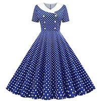 Audrey Hepburn 1950s Vacation Dress Cocktail Dress Vintage Dress Dress Masquerade Women's Costume Vintage Cosplay Party  Evening Short Sleeve Dress Masquerade Lightinthebox - thumbnail
