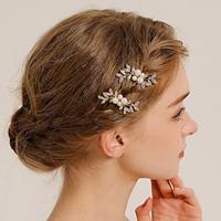 Headdress Headpiece Hair Clip Imitation Pearl Rhinestone Wedding Cocktail Vintage Luxury With Rhinestone Faux Pearl Headpiece Headwear Lightinthebox - thumbnail