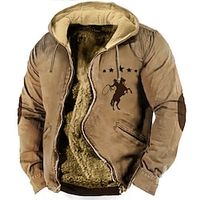 Graphic Horse Daily Classic Casual Men's 3D Print Hoodie Jacket Fleece Jacket Outerwear Holiday Vacation Going out Hoodies Light Brown Brown Green Hooded Fleece Winter Designer Lightinthebox - thumbnail
