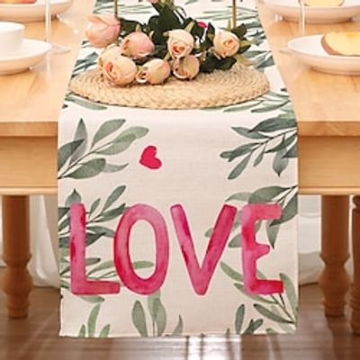 Valentines Day Table Runner Holiday Table Runner Seasonal Farmhouse Burlap Table Cloth for Wedding Anniversary Home Kitchen Dinner Table Party Decor Lightinthebox