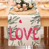 Valentines Day Table Runner Holiday Table Runner Seasonal Farmhouse Burlap Table Cloth for Wedding Anniversary Home Kitchen Dinner Table Party Decor Lightinthebox - thumbnail