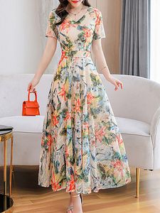 V- Neck Print Maxi Dress