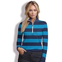 Women's Polo Shirt Golf Shirt Breathable Quick Dry Moisture Wicking Long Sleeve Golf Apparel Golf Clothes Regular Fit Zipper Stand Collar Stripes Spring Autumn Tennis Golf Pickleball Lightinthebox - thumbnail