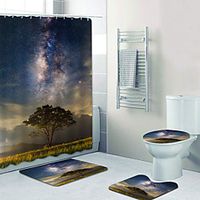 Big Tree Galaxy Digital Printing Four-piece Set Shower Curtains And Hooks Modern Polyester Machine Made Waterproof Bathroom miniinthebox - thumbnail