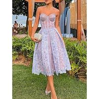 Women's Party Dress Corset Dress Lace Dress Midi Dress White Blue Sleeveless Pure Color Lace Spring Fall Winter Strapless Fashion Winter Dress Wedding Guest Vacation 2023 S M L XL Lightinthebox - thumbnail