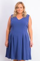 Womens Juniors Plus Size Sleeveless Fit & Flare Dress  Blue Jean - thumbnail