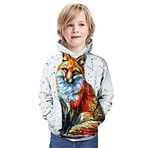 Kids Boys' Hoodie  Sweatshirt Long Sleeve 3D Print Fox Animal Print Beige Children Tops Summer Active Daily Wear Regular Fit 3-13 Years miniinthebox