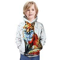 Kids Boys' Hoodie  Sweatshirt Long Sleeve 3D Print Fox Animal Print Beige Children Tops Summer Active Daily Wear Regular Fit 3-13 Years miniinthebox - thumbnail