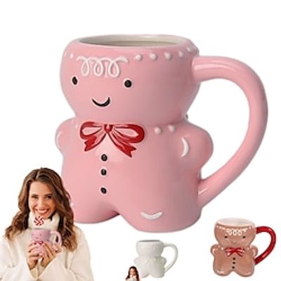 Gingerbread Man Mug Cute 3D Gingerbread Man Cup Christmas Ceramic Coffee Mug Cute Cartoon Mug Gift Mug Novelty Mug, Unique Shaped Christmas Mugs - Cartoon Cute Ceramic Cup miniinthebox