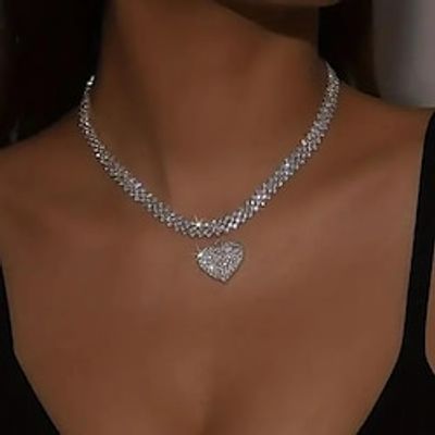 Choker Necklace Rhinestone Copper Rhinestones Women's Vintage Fashion Simple Geometrical Heart Heart Shape Necklace For Birthday Street Daily Lightinthebox Choker Necklace Rhinestone Copper Rhinestones Women's Vintage Fashion Simple Geometrical Heart Heart Shape Necklace For Birthday Street Daily Lightinthebox