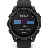 Garmin Fenix 8 - 51mm Solar Smartwatch Sapphire, Carbon Grey DLC Titanium With Black/Pebble Grey Silicone Band (010-02907-11)