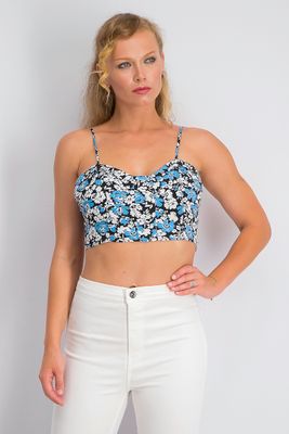 Womens Floral Corset Style Blouse Blue Combo Womens Floral Corset Style Blouse Blue Combo