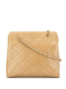 Chanel Pre-Owned diamond quilted chain tote - GOLD