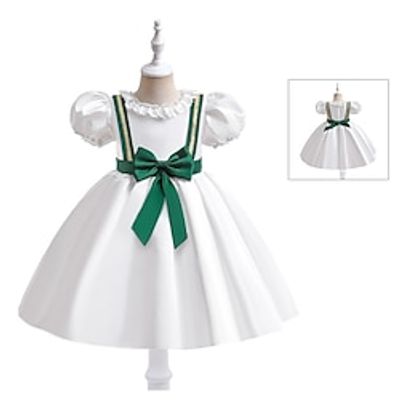Kids Girls' Party Dress Solid Color Sleeveless Performance Birthday Tie Knot Princess Sweet Polyester Cotton Blend Knee-length Party Dress Summer Spring Fall 3-8 Years Multicolor Lightinthebox