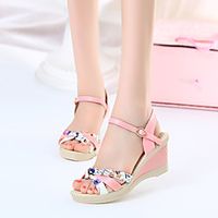Women's Sandals Wedge Heel PU White Blue Pink Lightinthebox - thumbnail