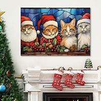 Animals Wall Art Canvas Christmas Cute Cat Prints and Posters Animals Pictures Decorative Fabric Painting For Living Room Pictures No Frame miniinthebox - thumbnail