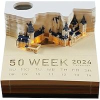 1pc 2024 Desk Calendar Memo Pad 3D Magic Castle Weekly Calendar Notepad 3D Memo Pad DIY Decoration Gift Lightinthebox - thumbnail