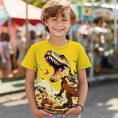 Boys 3D Dinosaur Tee Shirt Short Sleeve 3D Print Summer Active Sports Fashion Polyester Kids 3-12 Years Crew Neck Outdoor Casual Daily Regular Fit Lightinthebox