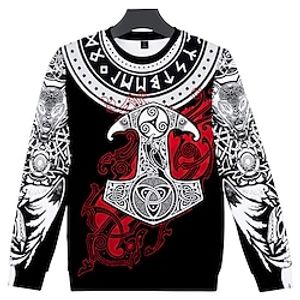 Inspired by Vikings Warriors Viking Tattoo Hoodie Cartoon Manga Anime Graphic Hoodie For Men's Women's Unisex Adults' 3D Print 100% Polyester Casual Daily miniinthebox