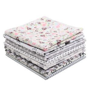 9PCS DIY Grey Handmade Cotton Plain Fabric Craft Batiks Cloth Assorted Square Quilting Set