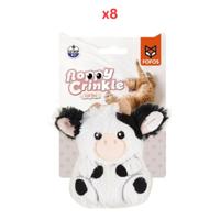 FOFOS Cow Floppy Crinkle Cat Toy (Pack Of 8)