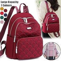 Women's Backpack School Bag Bookbag Mini Backpack Commuter Backpack School Outdoor Daily Solid Color Nylon Large Capacity Waterproof Lightweight Embroidery Zipper claret Sapphire Blue Taro purple Lightinthebox - thumbnail