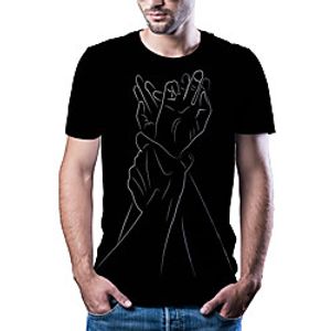 Men's T shirt Other Prints Graphic Hand Print Short Sleeve Daily Tops Cotton Simple Comfortable Black miniinthebox