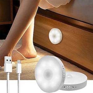 8LED Motion Sensor LED Night Light Smart Switch Sensor Light USB Rechargeable Battery Driven Bathroom Bedside Light For Room Hallway Access Bathroom Home Lighting Lightinthebox