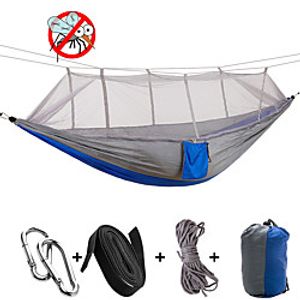 Camping Hammock with Mosquito Net Double Hammock Outdoor Anti-Mosquito Ultra Light (UL) Moistureproof Well-ventilated Rectangular Parachute Nylon with Carabiners and Tree Straps for 2 person Camping miniinthebox