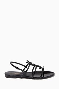 Cassandra Monogram Flat Sandals in Patent Leather