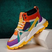 Men's Sneakers Comfort Shoes Basketball Walking Casual Athletic PU Slip Resistant Lace-up White  Green White  Yellow Blue Fall Lightinthebox - thumbnail