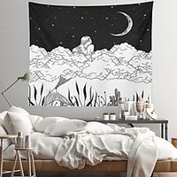 Cloud Moon Mermaid Wall Tapestry Art Decor Blanket Curtain Hanging Home Bedroom Living Room Decoration Polyester Lightinthebox - thumbnail