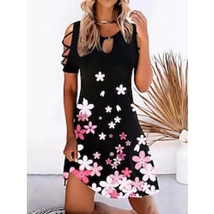 Women's Casual Dress Cut Out Dress Summer Dress Graphic Cut Out Print Crew Neck Midi Dress Classic Mature Daily Weekend Short Sleeve Regular Fit Pink Summer Spring S M L XL 3XL Lightinthebox