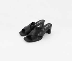 Womens Dylan Armatura Snake Embossed Sandals  Black
