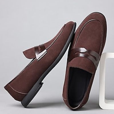 Men's Loafers  Slip-Ons Suede Shoes Dress Shoes Penny Loafers Walking Vintage Business British Wedding Party  Evening Suede Breathable Loafer Black Brown Fall Lightinthebox