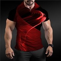 Optical Illusion Men's Fashion Casual 3D Print Polo Shirt Sports Outdoor Vacation Streetwear Pique Polo Shirt Short Sleeve Turndown Polo Shirts Red Blue Summer S M L Micro-elastic Lapel Polo Lightinthebox