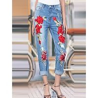 Women's Jeans Straight Full Length Fashion Streetwear Street Daily Robin's Egg Blue S M Fall Winter Lightinthebox - thumbnail