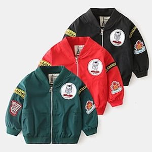 Kids Boys Coat Long Sleeve Green Black Red Cartoon Pocket Fall Active Daily 2-6 Years Lightinthebox