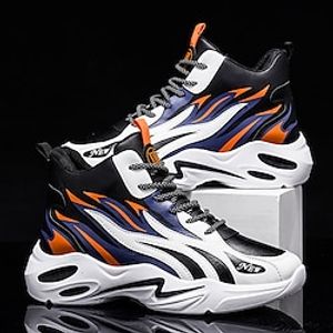 Men's Sneakers Retro Walking Casual Daily Leather Comfortable Booties  Ankle Boots Loafer Black  Red White  Blue Orange  Black Spring Fall Lightinthebox
