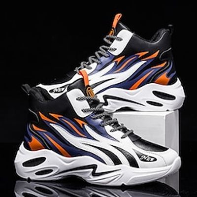 Men's Sneakers Retro Walking Casual Daily Leather Comfortable Booties  Ankle Boots Loafer Black  Red White  Blue Orange  Black Spring Fall Lightinthebox