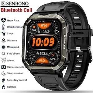 SENBONO Smart Watch Bluetooth Call (Answer/Make Call) IP68 Waterproof Fitness Watch Tracker Heart Rate Sleep Monitor Tactical Outdoor Sports Smartwatch for Android IOS IPhones miniinthebox