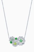 Petal Diamond Necklace with Green Stones in 18kt White Gold Petal Diamond Necklace with Green Stones in 18kt White Gold